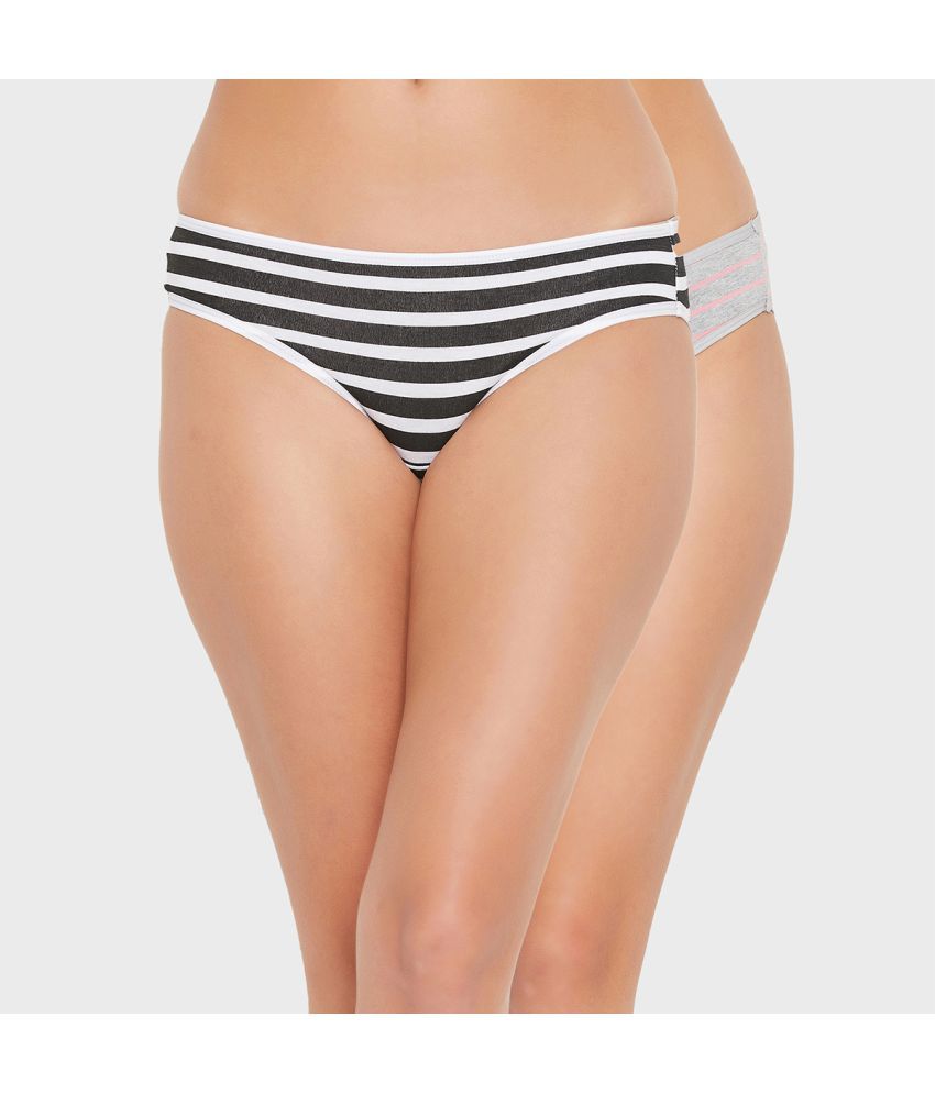     			Clovia - Multicolor Cotton Striped Women's Bikini ( Pack of 2 )