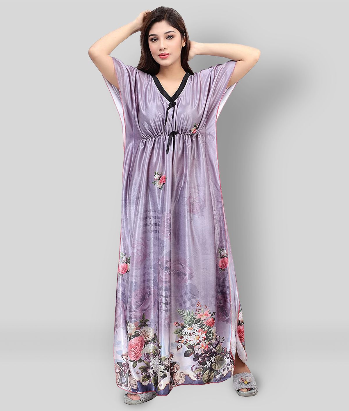     			G4Girl - Purple Satin Women's Nightwear Night Dress