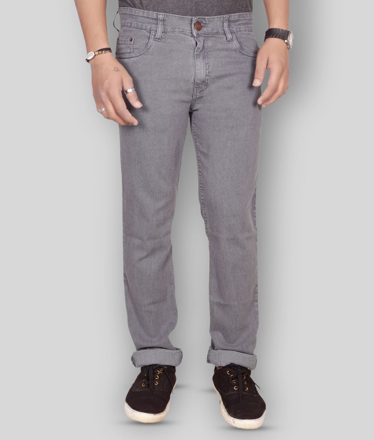 JB JUST BLACK - Grey Cotton Blend Regular Fit Men's Jeans ( Pack of 1 )