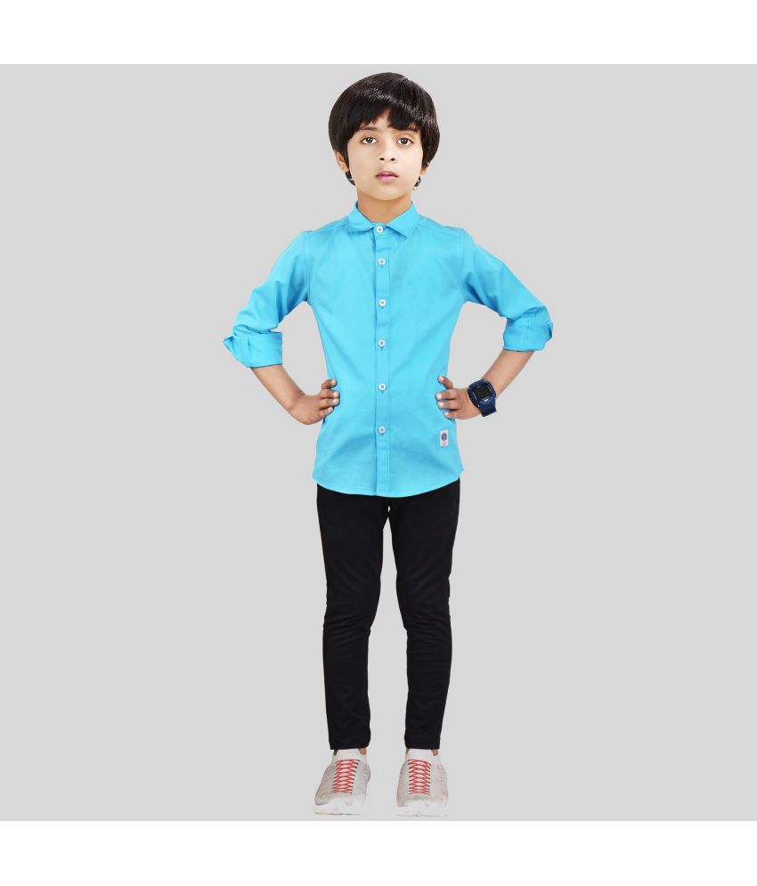     			Made In The Shade - Turquoise Cotton Boys Shirt & Pants ( Pack of 1 )
