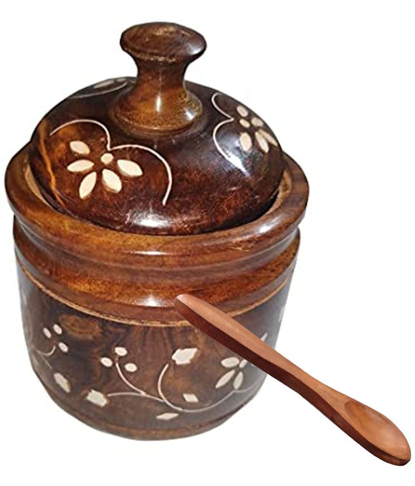     			SWH - Brown Wooden Spice Container ( Pack of 1 )