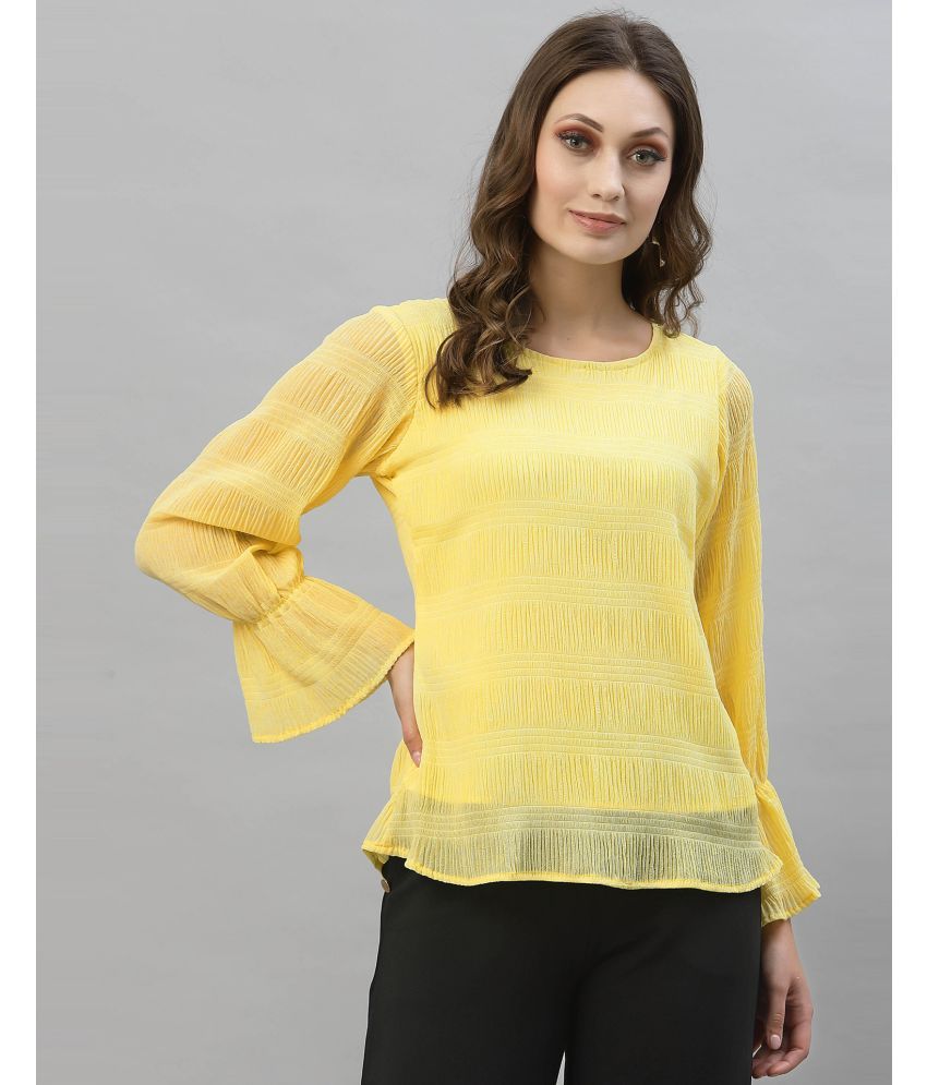     			Selvia - Yellow Georgette Women's Regular Top ( Pack of 1 )