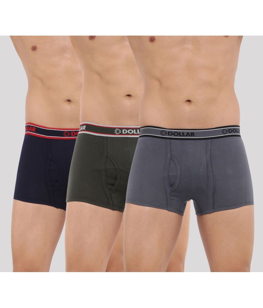     			Pack of 3 Dollar Bigboss Assorted Solid Cotton Blend Men Trunk