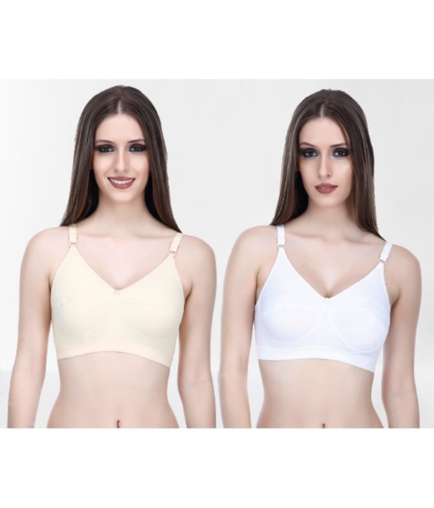     			Elina - White Cotton Non Padded Women's Everyday Bra ( Pack of 2 )