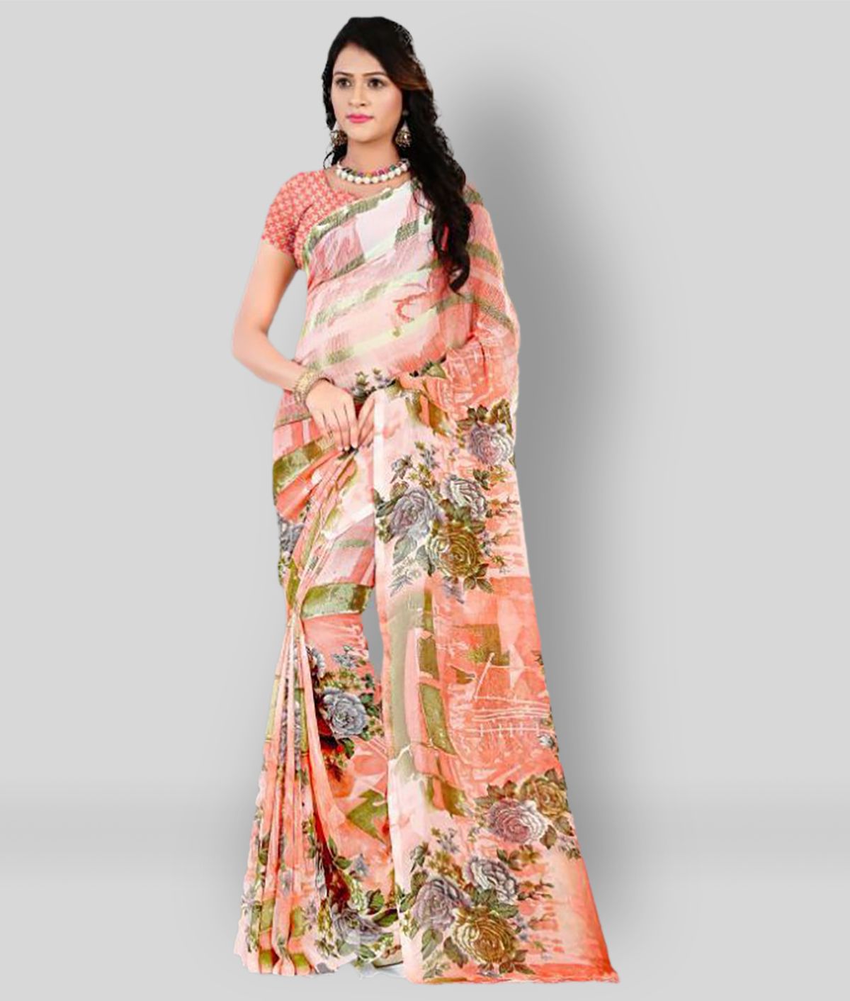     			ANAND SAREES - Multicolor Georgette Saree With Blouse Piece (Pack of 1)