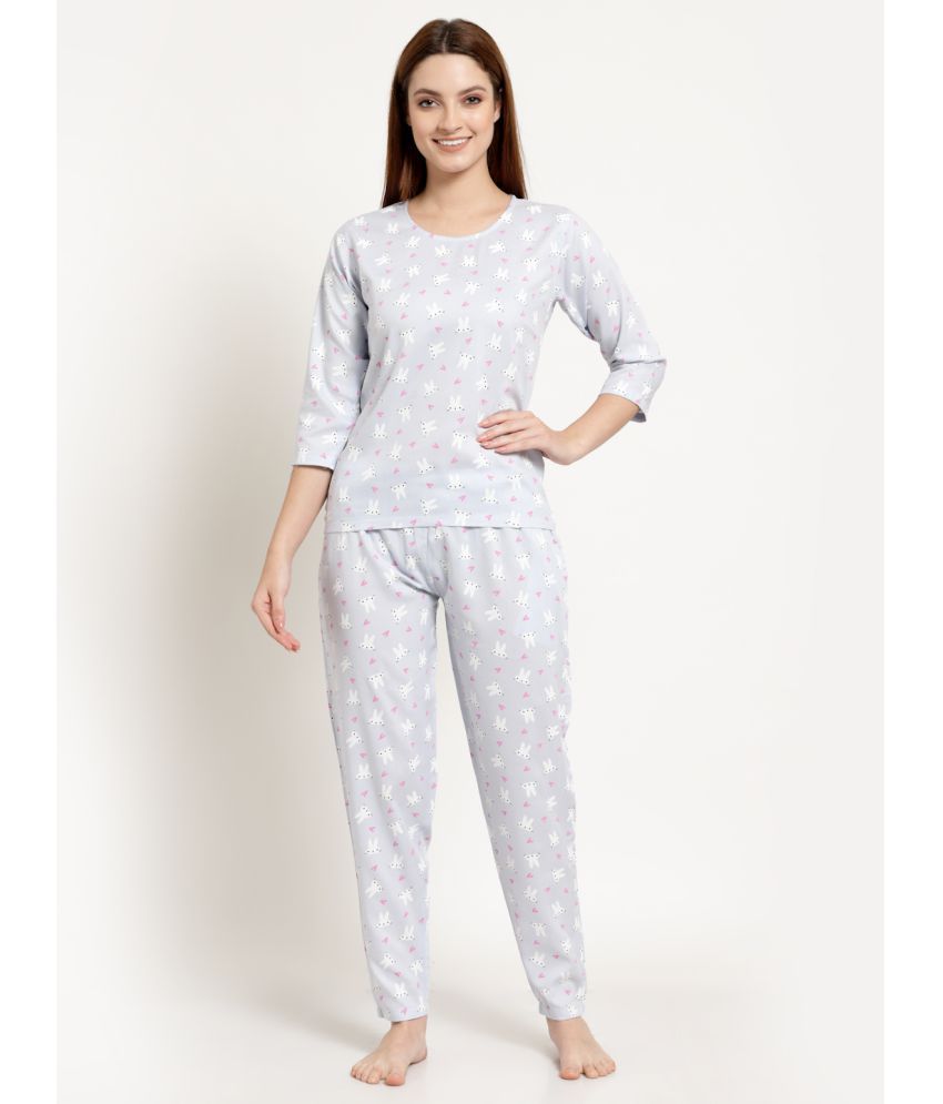     			Uzarus - Blue Cotton Blend Women's Nightwear Nightsuit Sets ( Pack of 1 )