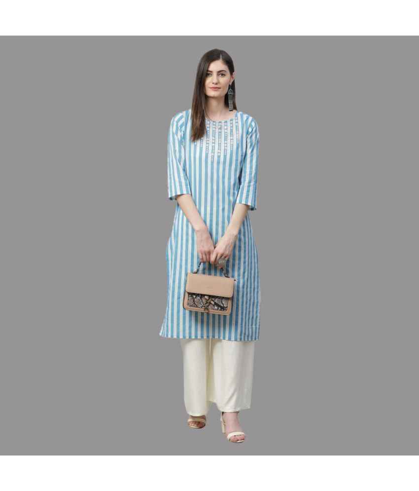     			Yash Gallery - Blue Cotton Women's Straight Kurti ( Pack of 1 )