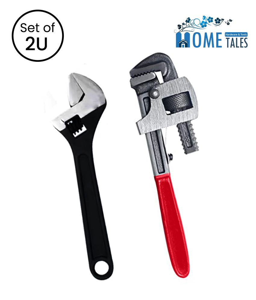     			HOMETALES-tools hardware Premium 10 Inch Pipe Wrench/Socket Wrench & 8 Inch Adjustable Wrench (2U)