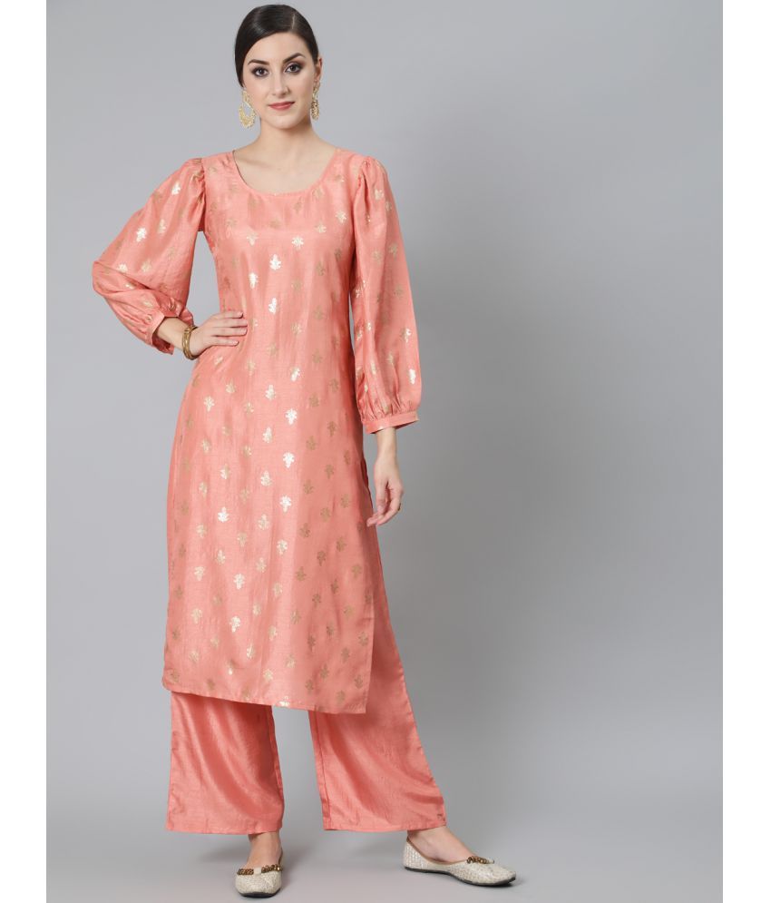     			Antaran - Pink Straight Silk Women's Stitched Salwar Suit ( Pack of 1 )