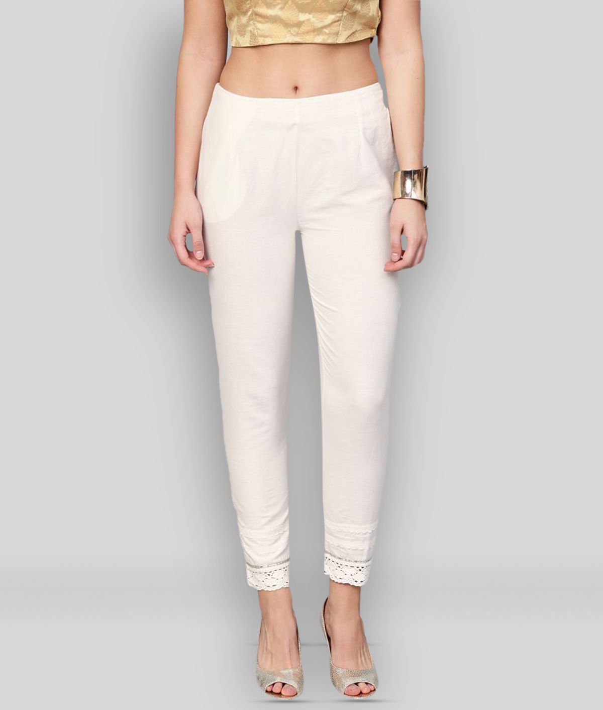     			Juniper - White Cotton Slim Fit Women's Casual Pants  ( Pack of 1 )