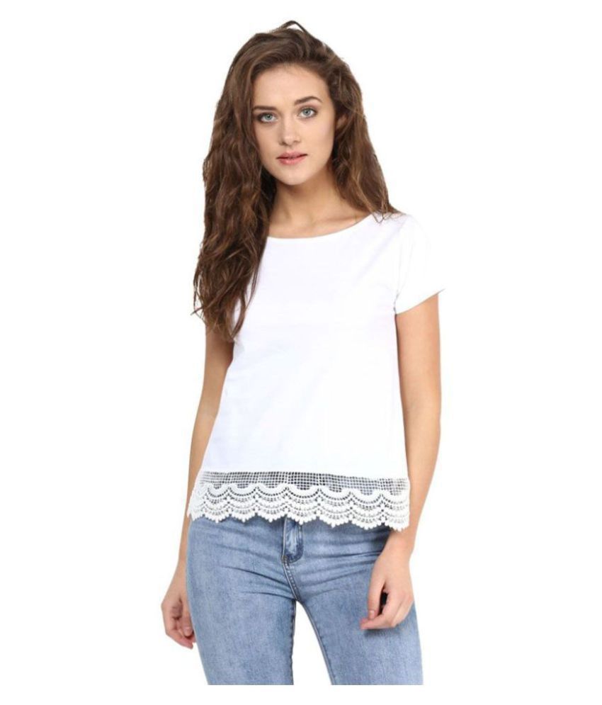     			Miss Chase - White Cotton Women's Regular Top ( Pack of 1 )