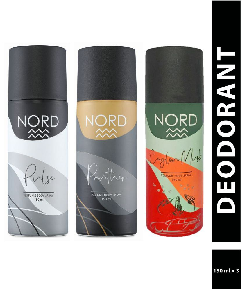 NORD Deodorant Body Spray Ceylon Musk, Pulse and Panther 150 ml each