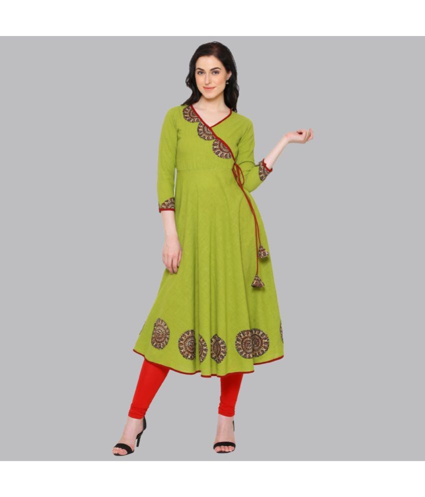     			Yash Gallery - Green Cotton Women's Angrakha Kurti ( Pack of 1 )