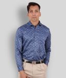 Maharaja - Blue Cotton Blend Slim Fit Men's Formal Shirt ( Pack of 1 )