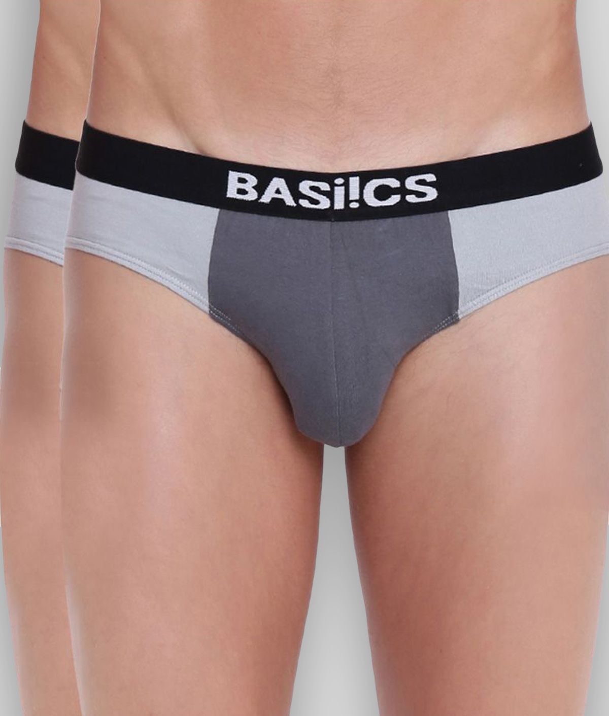     			BASIICS By La Intimo Pack of 2 100% Cotton Men's Briefs ( Light Grey )