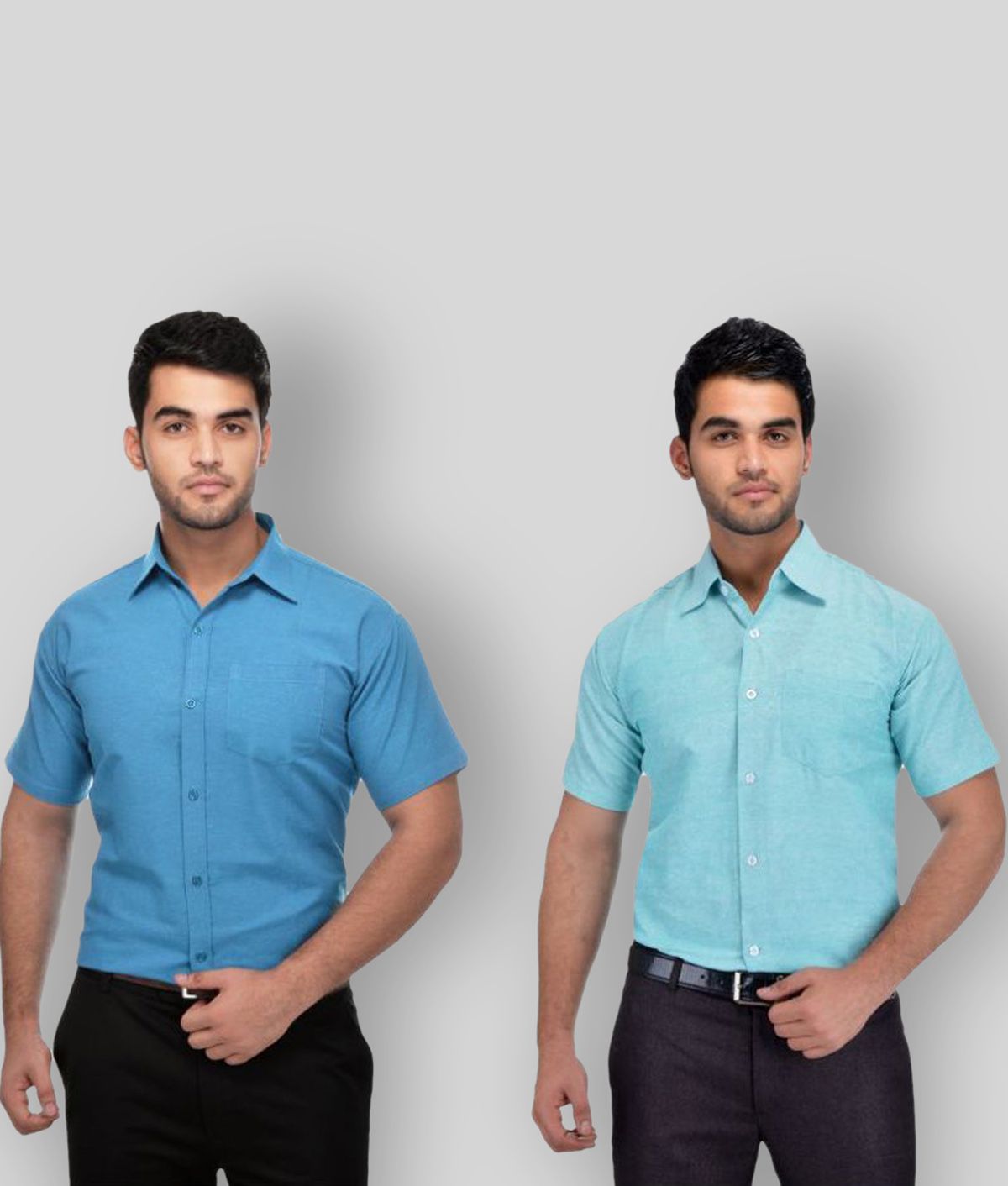     			DESHBANDHU DBK - Blue Cotton Regular Fit Men's Formal Shirt (Pack of 2)