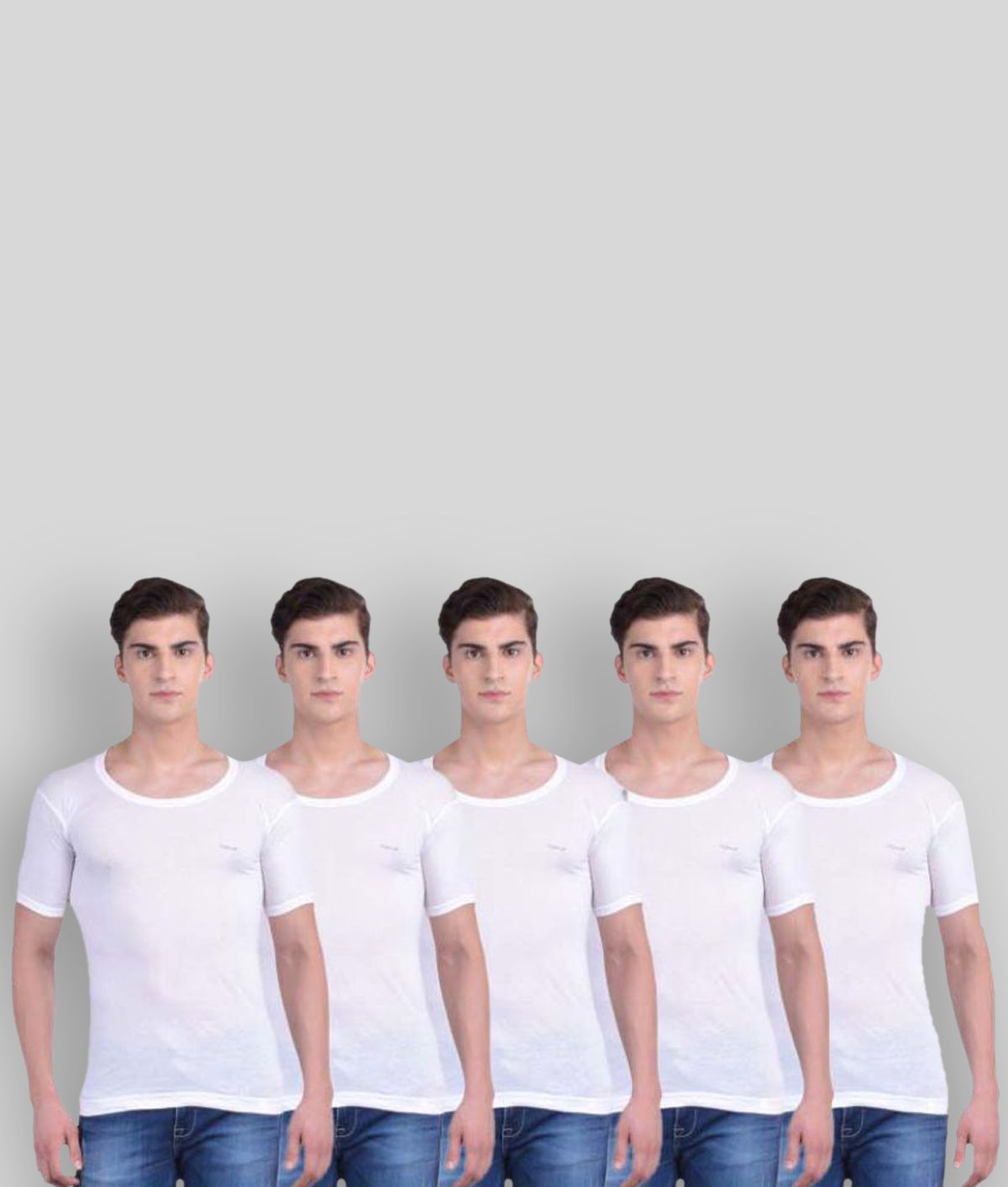     			Pack of 5 Dollar Bigboss White Cotton Blend Men's Vest