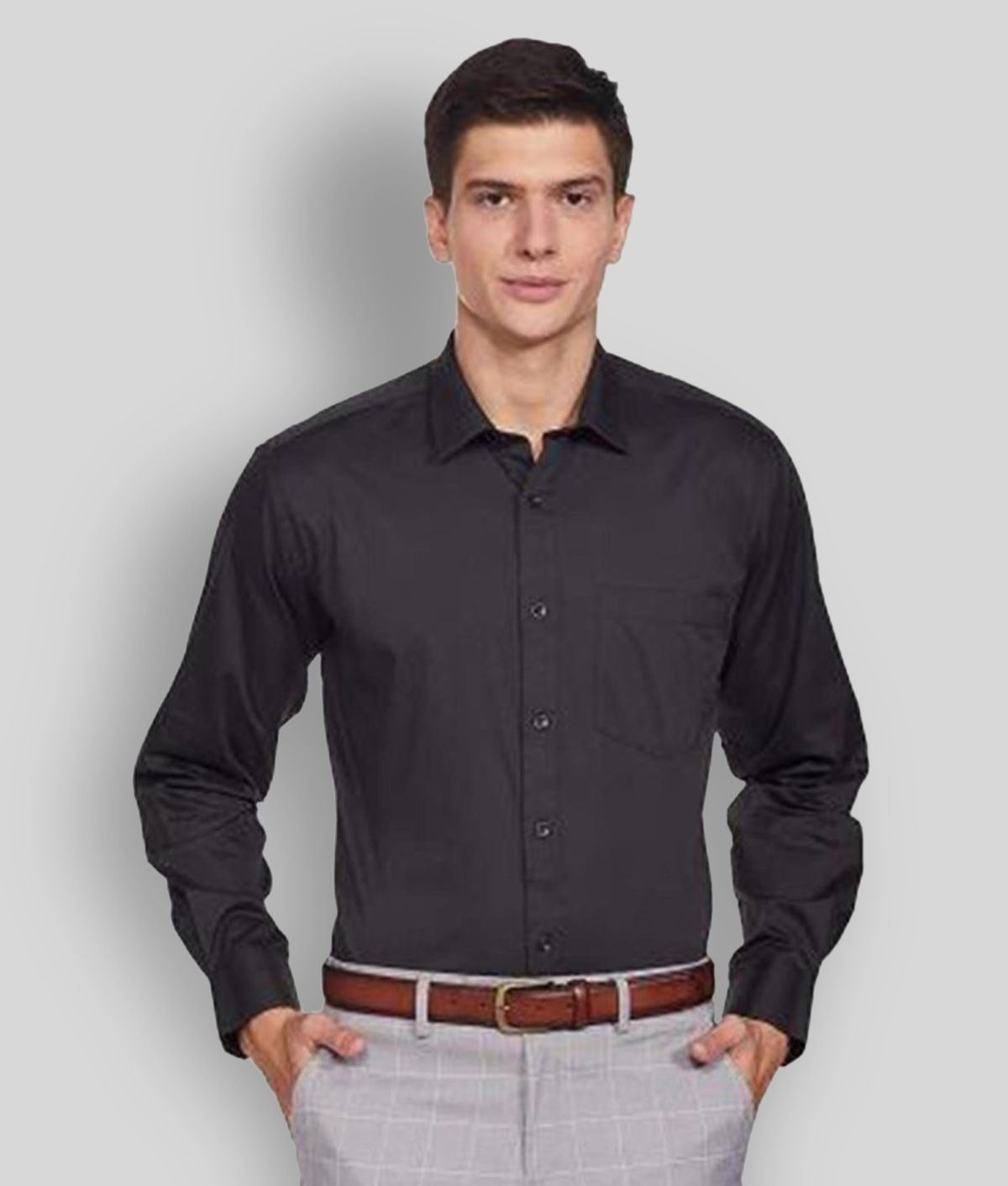     			Makhanchor - Black Cotton Slim Fit Men's Formal Shirt (Pack of 1)