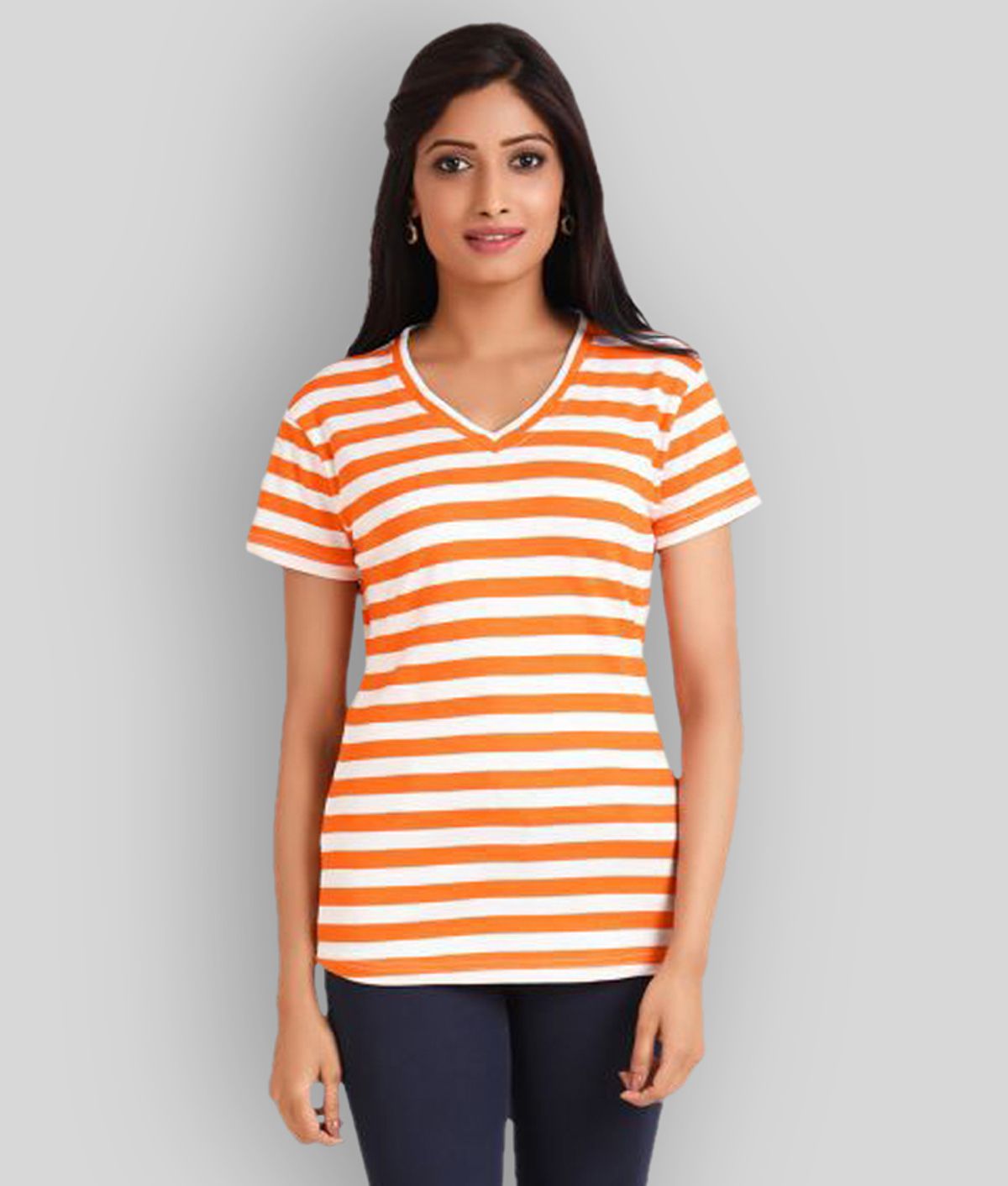     			Neo Garments - Orange Polyester Regular Fit Women's T-Shirt ( Pack of 1 )