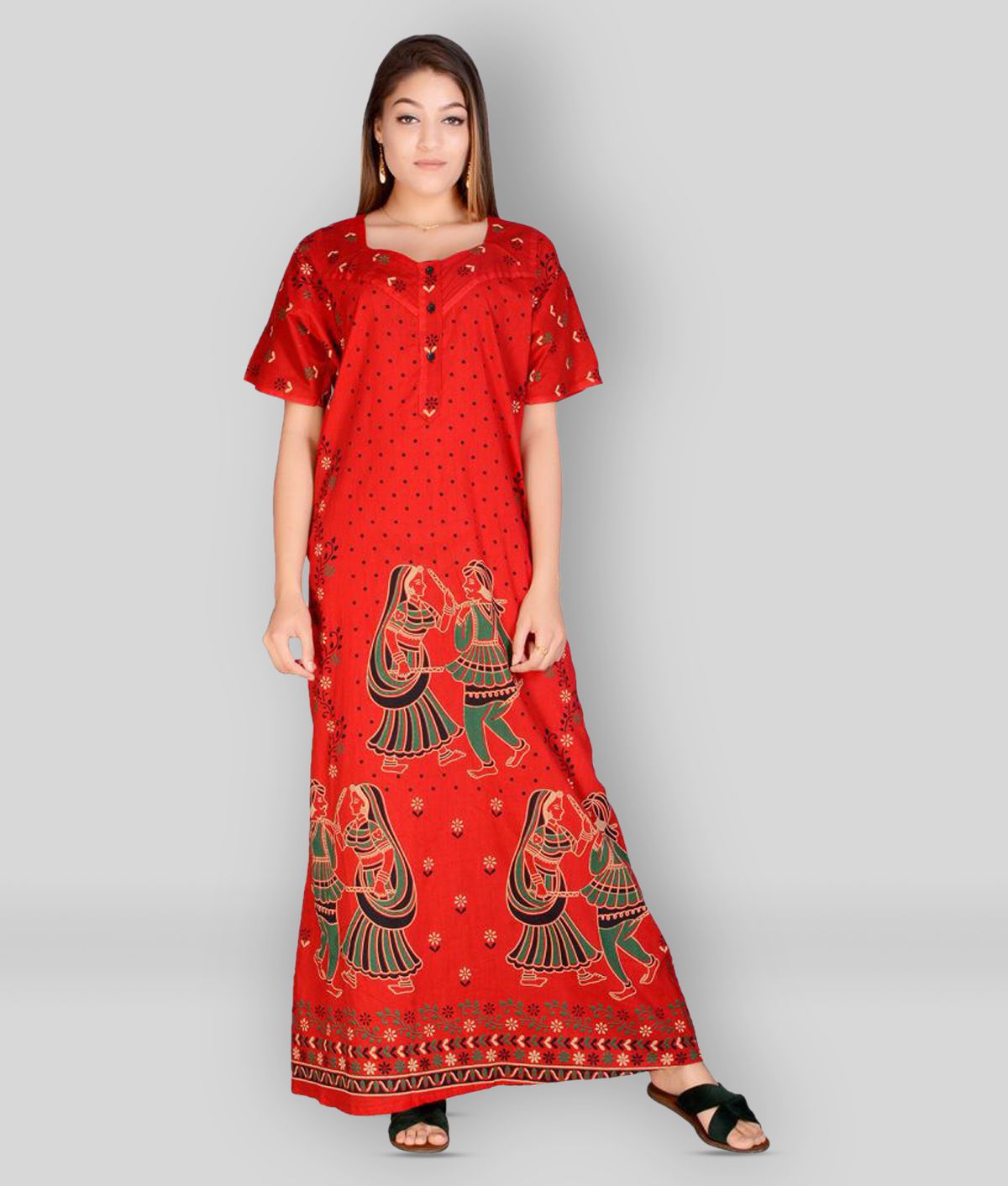     			Raj - Red Cotton Women's Nightwear Nighty & Night Gowns ( Pack of 1 )