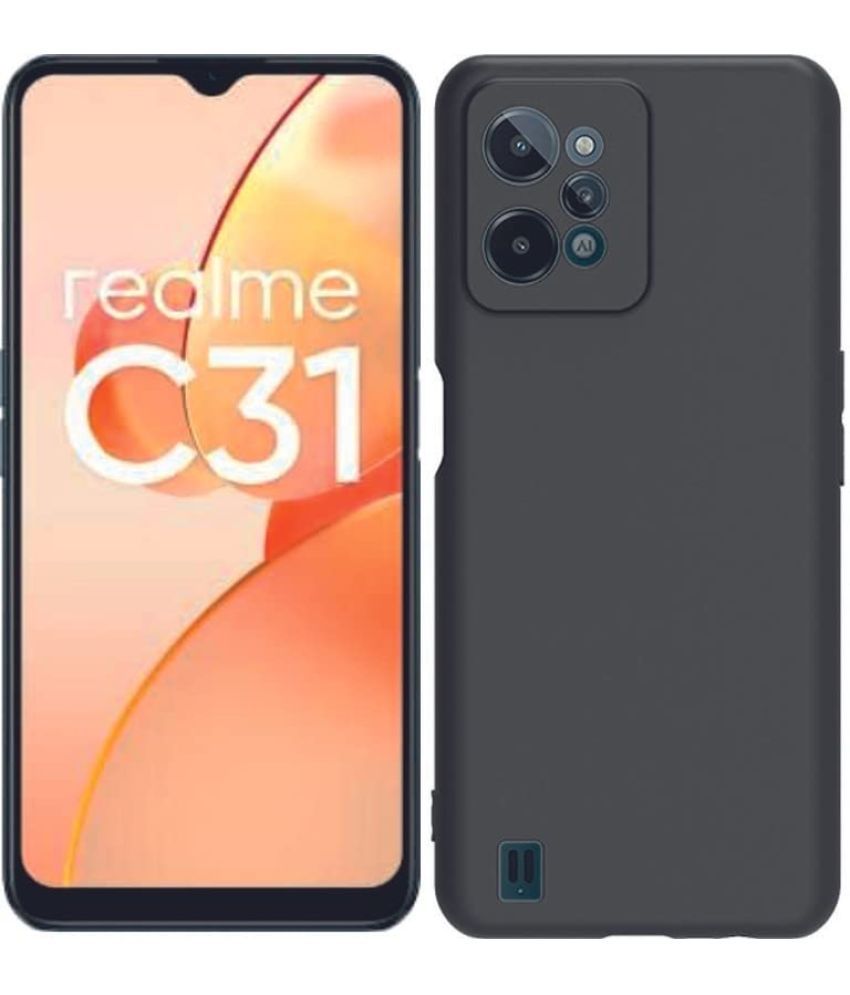     			Doyen Creations - Black Silicon Silicon Soft cases Compatible For Realme C31 ( Pack of 1 )