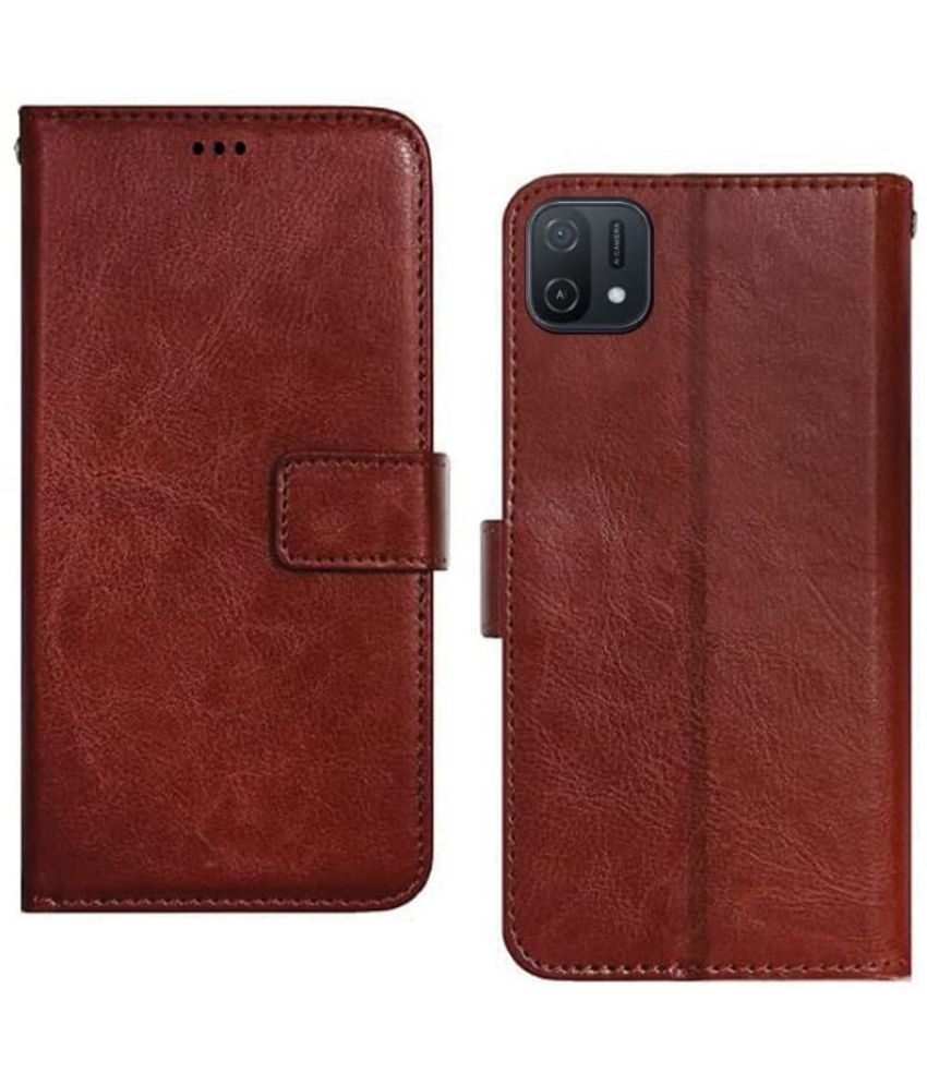     			Doyen Creations - Brown Artificial Leather Flip Cover Compatible For Oppo A16K ( Pack of 1 )