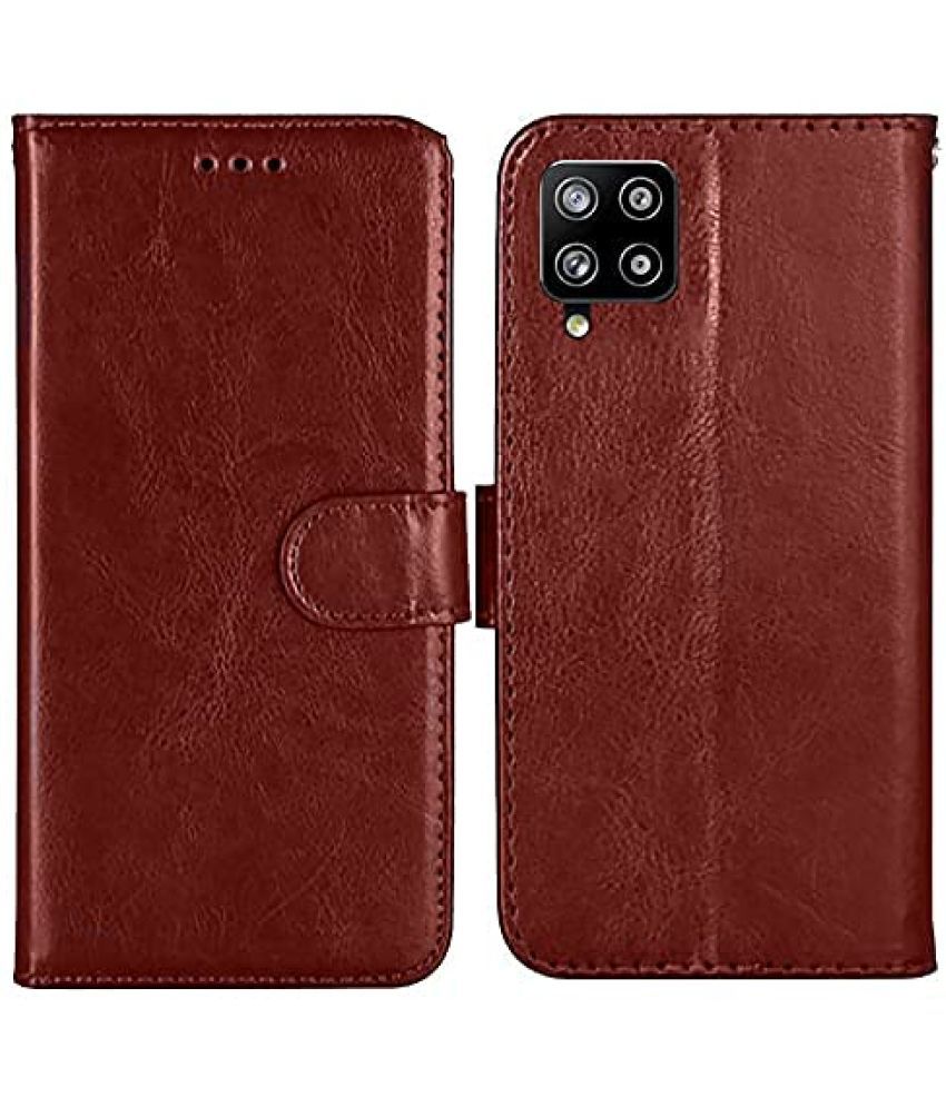     			Doyen Creations - Brown Artificial Leather Flip Cover Compatible For Samsung Galaxy A42 ( Pack of 1 )