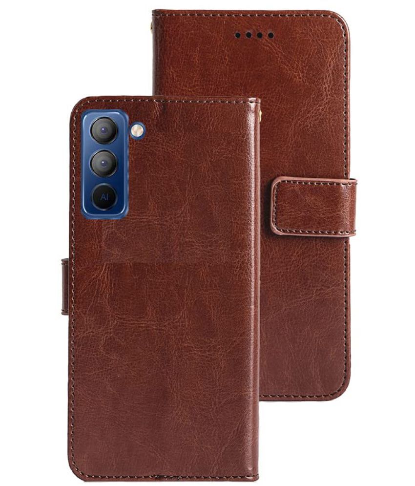     			Doyen Creations - Brown Artificial Leather Flip Cover Compatible For Tecno Pop 5 Pro ( Pack of 1 )