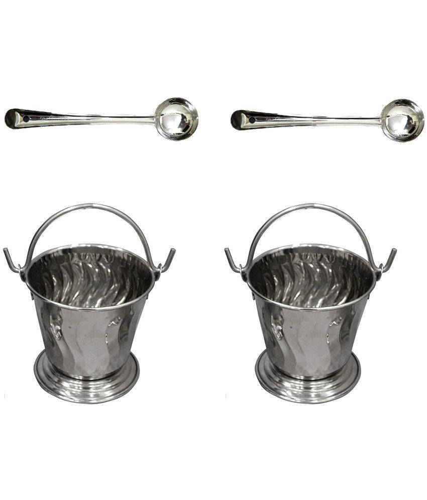 Dynore - Silver Serving Bucket ( Pack of 4 )