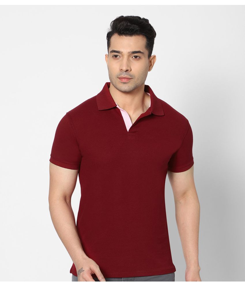     			HJ HASASI - Red Cotton Blend Slim Fit Men's Polo T Shirt ( Pack of 1 )