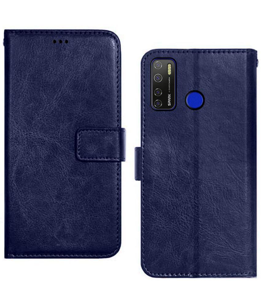     			Kosher Traders - Blue Artificial Leather Flip Cover Compatible For Tecno Pop 5 Pro ( Pack of 1 )