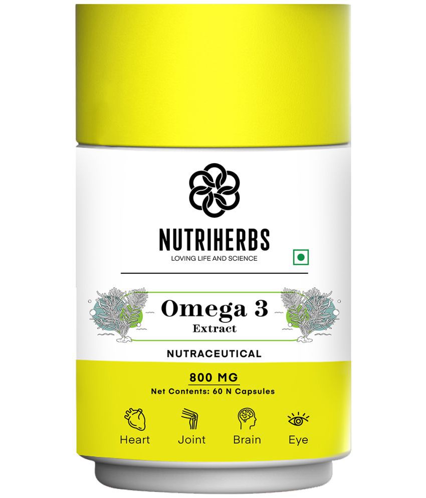     			Nutriherbs Omega 3 with DHA Rich Algae Extract & EPA 800mg - 60 Capsules |Helps Maintains HDL Levels, Strong Hair & Nails