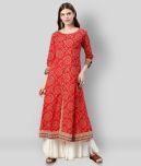 Yash Gallery - Red Cotton Women's Front Slit Kurti ( Pack of 1 )