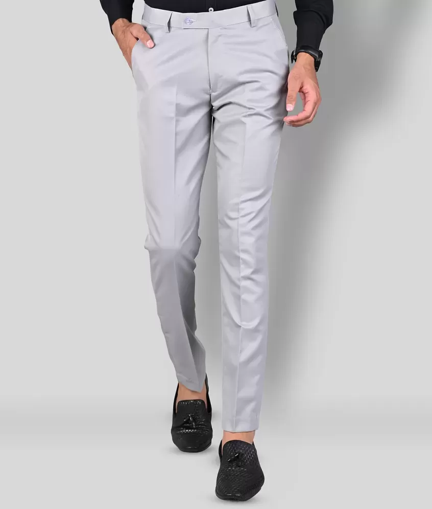 TRAIFO Slim Fit Grey Formal Trouser for Men - Polyester Viscose Bottom Formal  Pants for Gents - Office