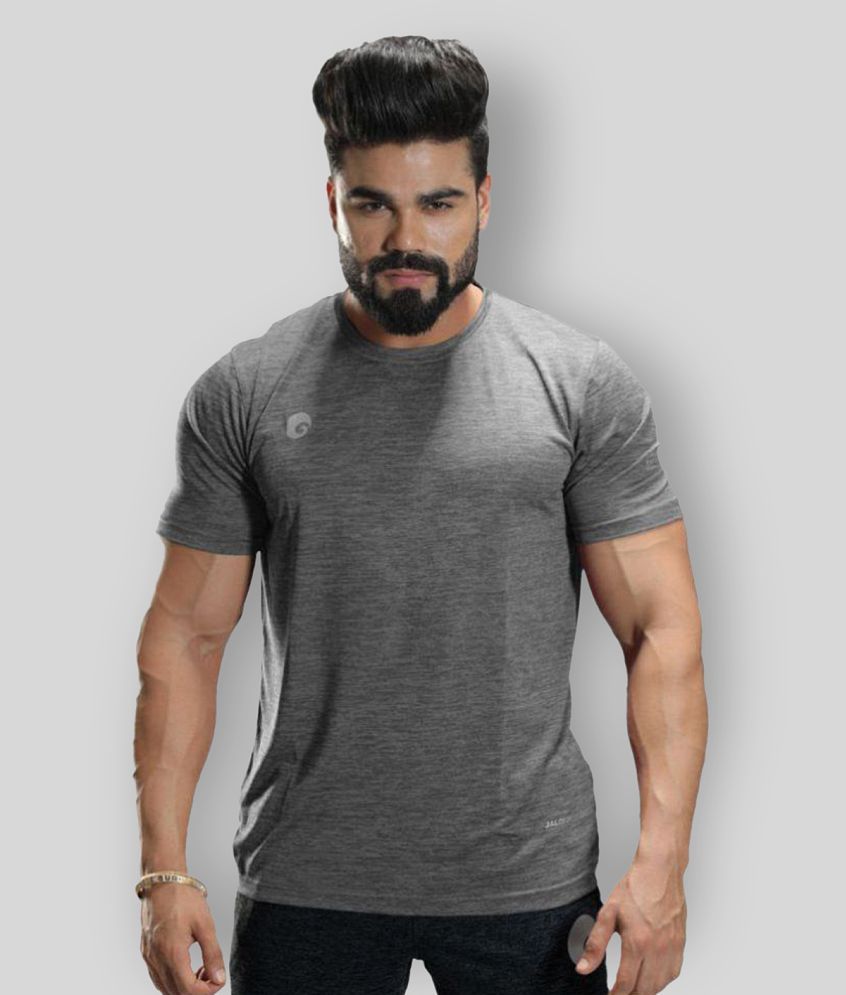New Men Omtex - Grey Melange Cotton Regular Fit Mens Sports T-Shirt ( Pack of 1 ) - L 2025 at Sh