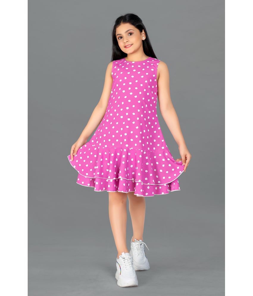     			Fashion Dream - Mauve Polyester Girls Tiered Dress ( Pack of 1 )