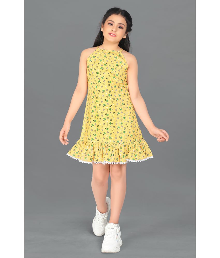     			Fashion Dream - Yellow Rayon Girls Drop Waist Dress ( Pack of 1 )