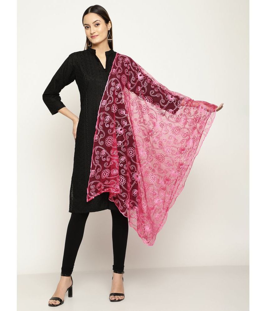     			Queenley - Pink Net Women's Dupatta - ( Pack of 1 )