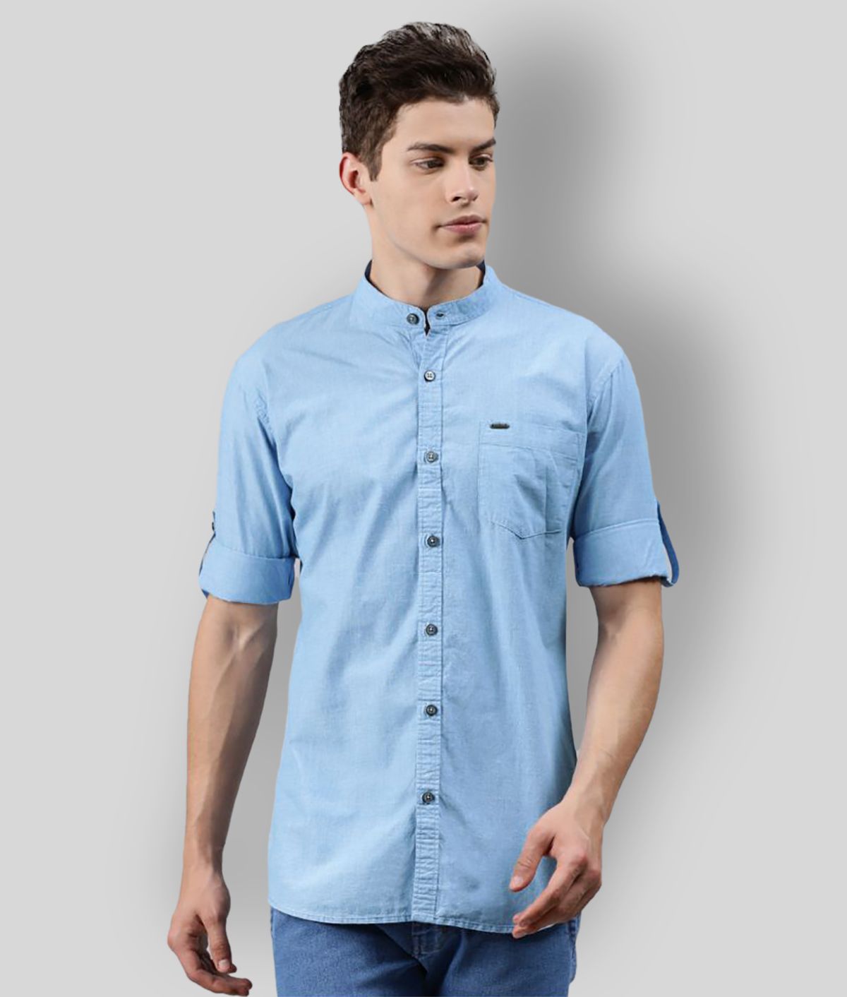     			Urbano Fashion - Blue Cotton Slim Fit Men's Casual Shirt ( Pack of 1 )