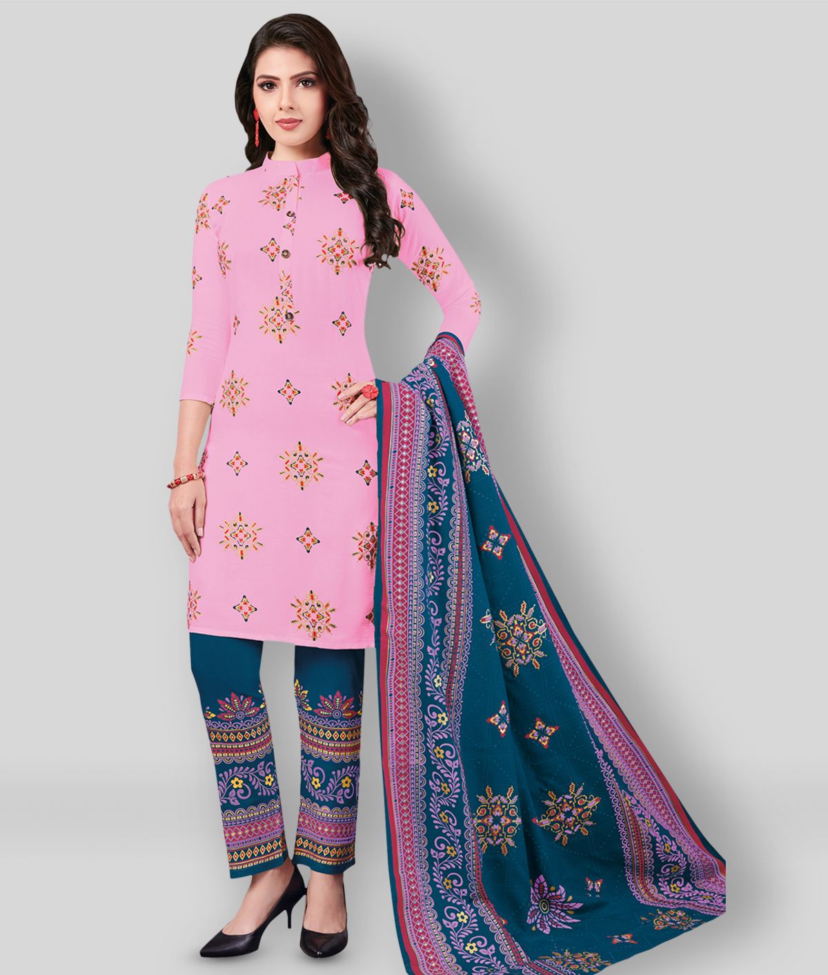     			shree jeenmata collection - Pink A-line Rayon Women's Stitched Salwar Suit ( Pack of 1 )