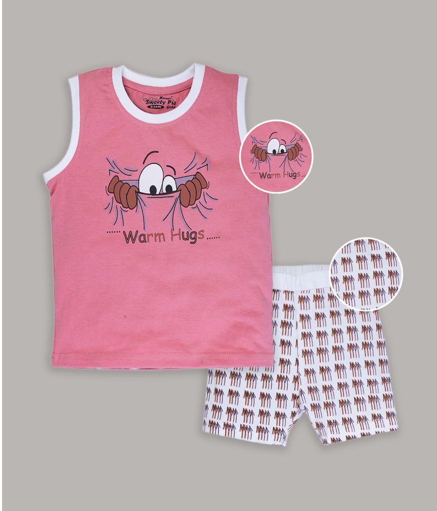     			SWEETIE PIE - Pink Cotton Baby Boy T-Shirt & Shorts ( Pack of 1 )