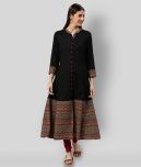 Yash Gallery - Black Rayon Women's Front Slit Kurti ( Pack of 1 )