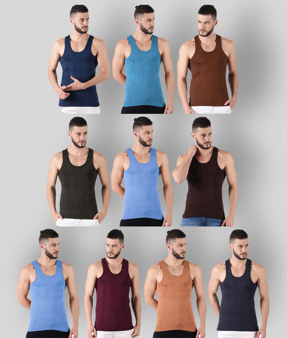     			Dollar - Multicolor Cotton Men's Vest ( Pack of 10 )