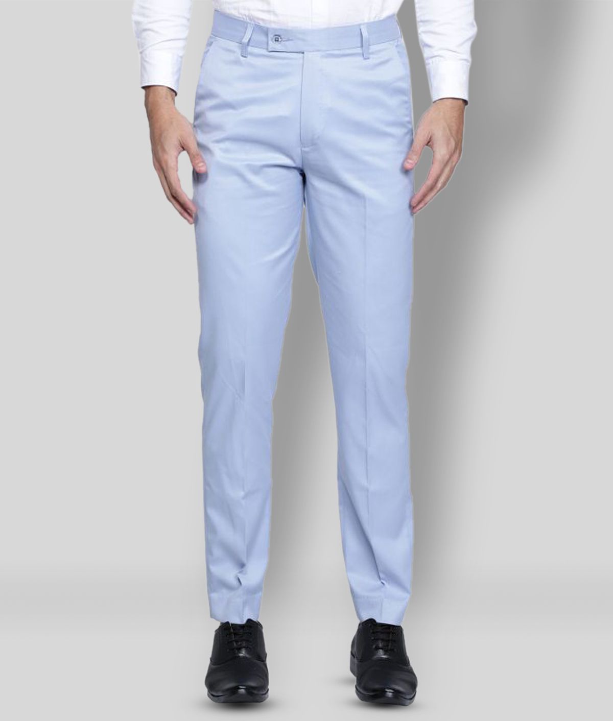     			Haul Chic - Light Blue Cotton Blend Slim Fit Men's Formal Pants (Pack of 1)