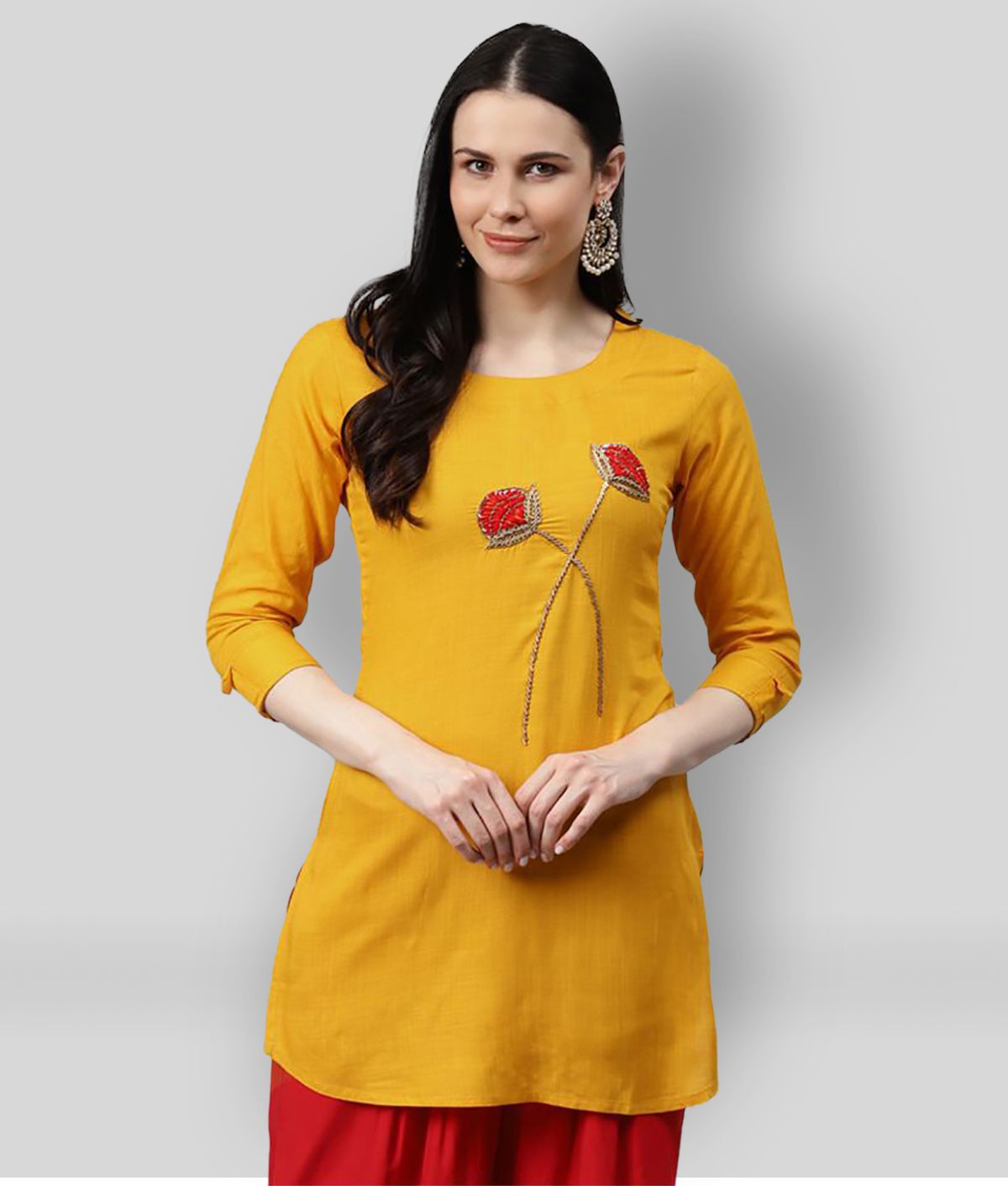     			JC4U - Yellow Rayon Women's Straight Kurti