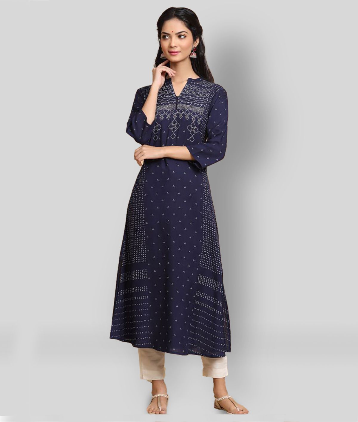     			Juniper - Blue Rayon Women's A-line Kurti ( Pack of 1 )