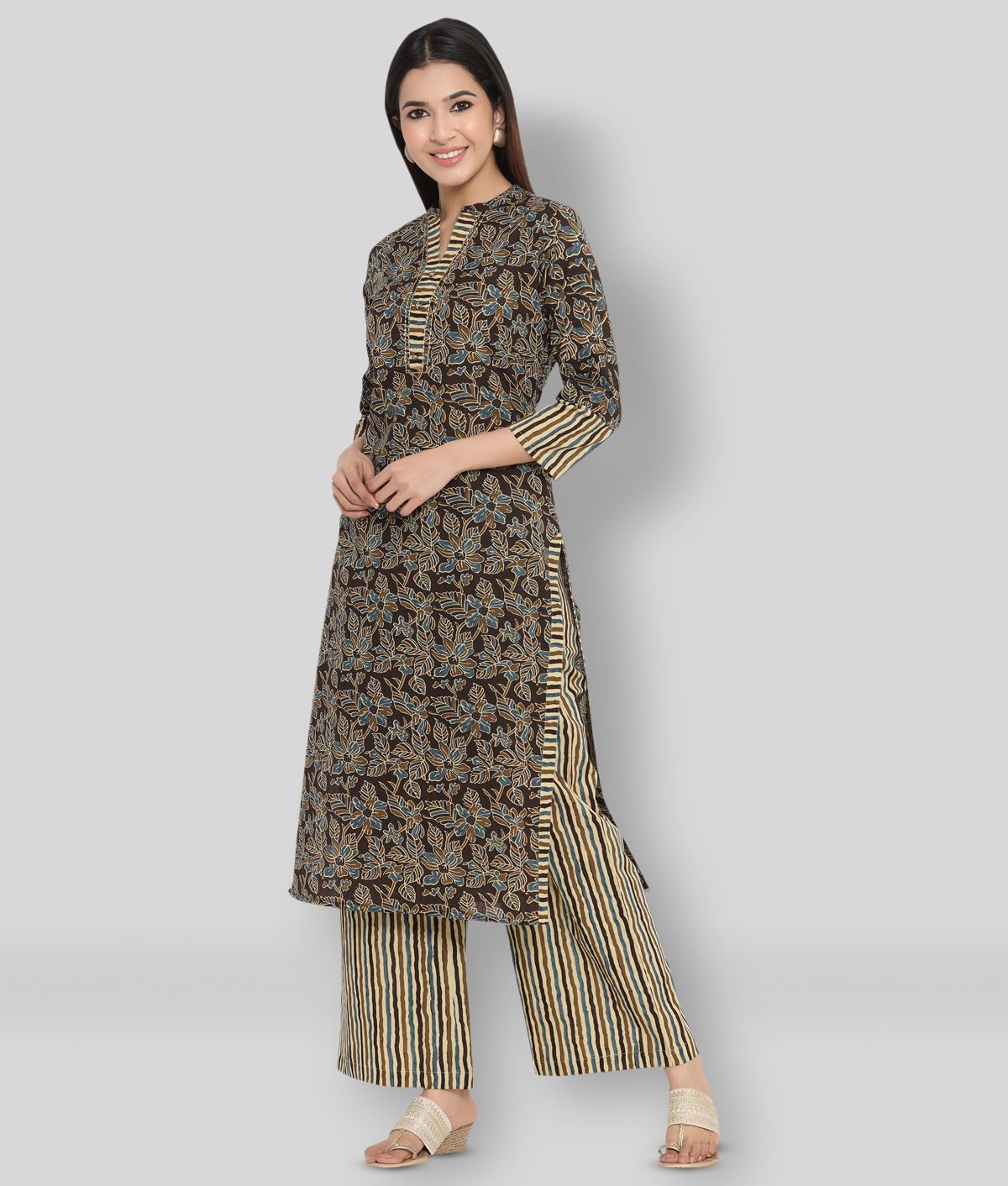     			KIPEK - Green Straight Cotton Women's Stitched Salwar Suit ( Pack of 1 )