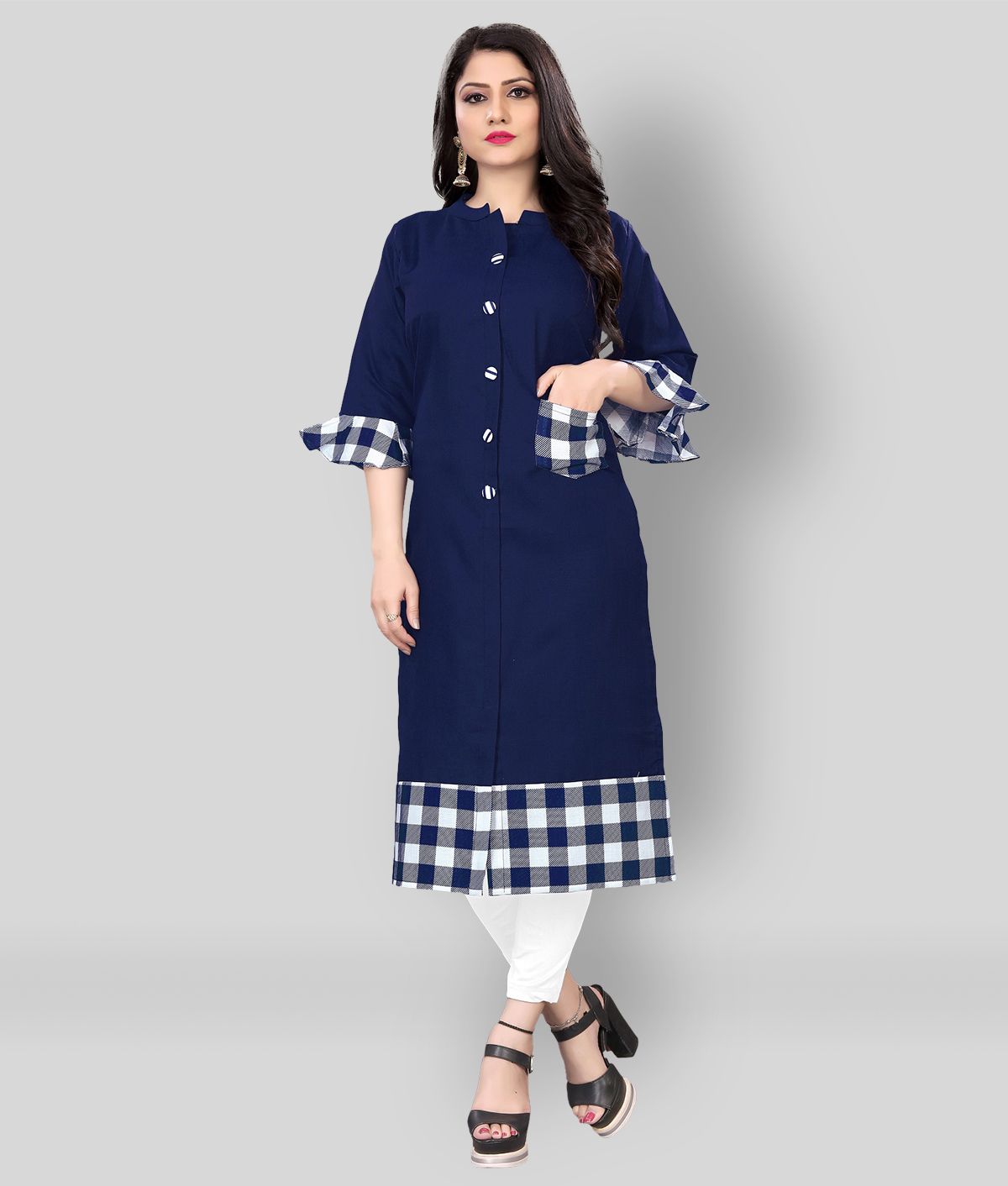     			Lerkiza - Blue Cotton Women's Straight Kurti ( Pack of 1 )