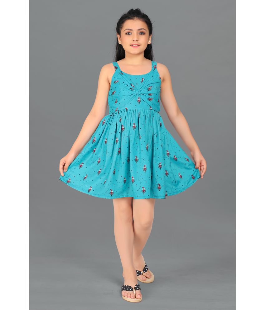     			MIRROW TRADE - Pecock Blue Rayon Girls Fit And Flare Dress ( Pack of 1 )
