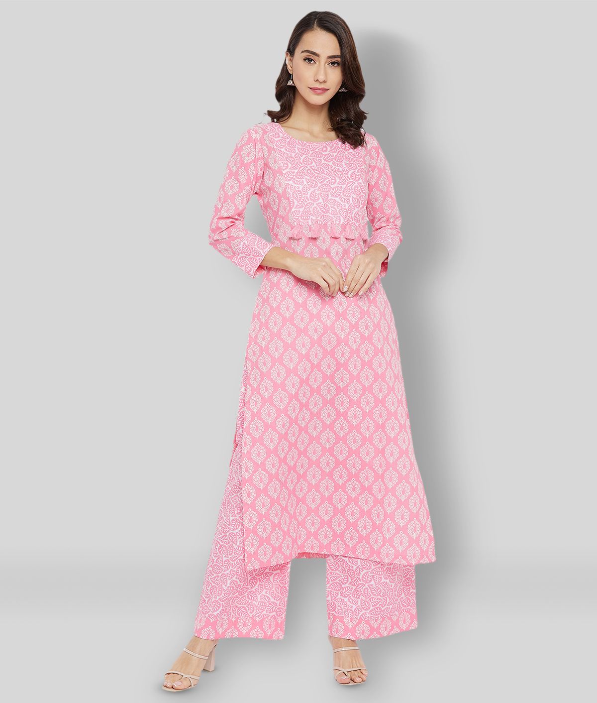     			Tissu - Pink Straight Cotton Women's Stitched Salwar Suit ( Pack of 1 )